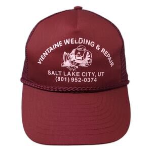 Nissun Trucker Hat Red White OS Welding Salt Lake City Utah Rope Snapback